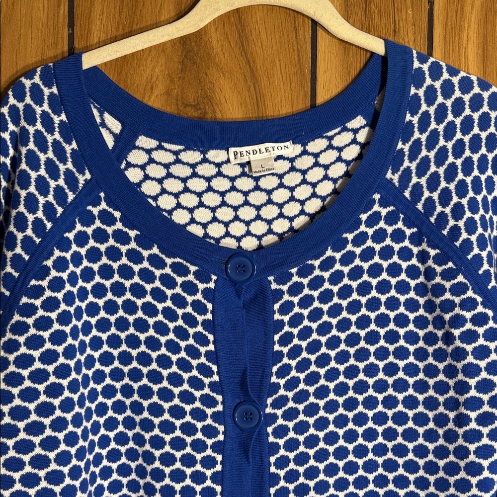 Pendleton Blue & White Polka Dot Button-Front Car… - image 2